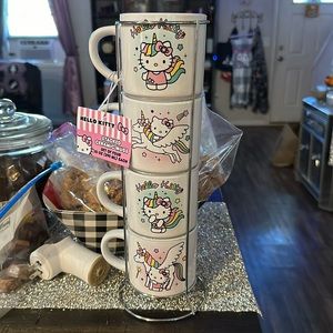 Stacked ceramic mugs. Set of four. 10oz each.